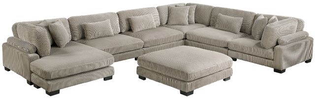 Homelegance® Traverse 7-Piece Taupe Modular Sectional with Reversible Chaise and Ottoman-0