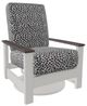 Telescope Casual Leeward Agra Classic/Snow Fabric/Polymer Outdoor Cushion Swivel Hidden Rocker with Boardwalk Rustic Arms-0