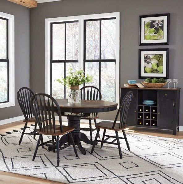 Liberty Furniture Carolina Crossing 5-Piece Antique Honey/Black Pedestal Dining Set-1