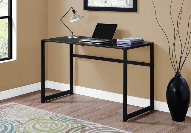 Monarch Specialties Inc. 48"L Black Metal and Black Glass Computer Desk-2