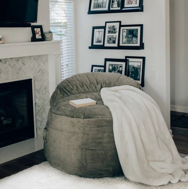 CordaRoy's® Nest Charcoal Chenille King Adult Bean Bag Chair-1