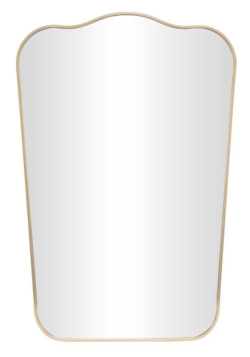 Deco Marche Gold Aluminum Rectangular Arched Wall Mirror with Thin Frame -0