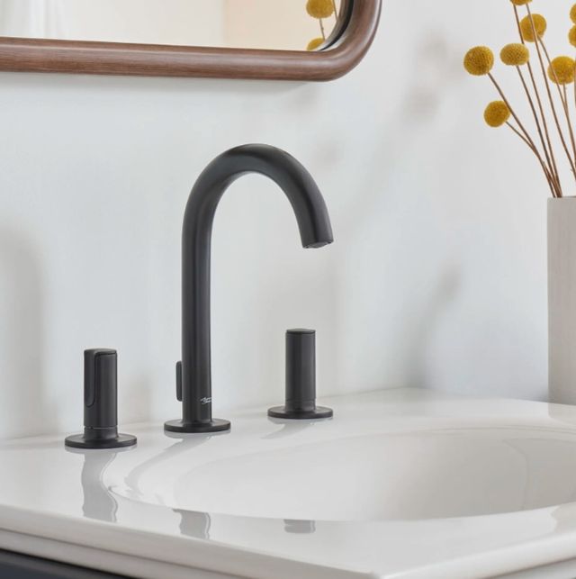 American Standard Studio® S Matte Black 8" Widespread 2-Handle Bathroom Faucet with Knob Handles-3