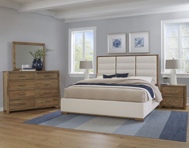 LM Co Home By Vaughan-Bassett Crafted Oak by Ben & Erin Napier Natural/White Queen Upholstered Panel Bed-1