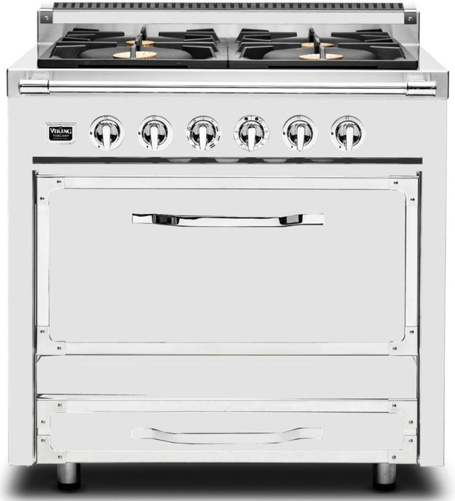 Viking® Tuscany 36" Frost White Pro Style Dual Fuel Natural Gas Range-0