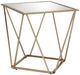 ACME Furniture Fogya Mirrored End Table with Champagne Gold Base-0