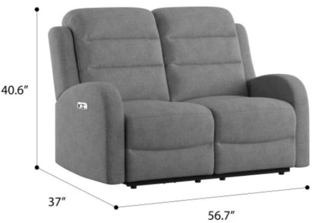 Emerald Home Harvey Gray Power Loveseat with Power Headrest-2