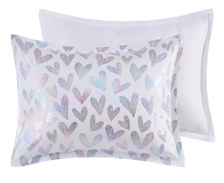 Olliix by Mi Zone Kristie Multi Twin/Twin TL Iridescent Metallic Heart Printed Comforter Set-3