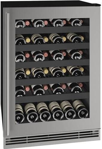 U-Line® 1-Class 24" 5.5 Cubic Feet Stainless Steel Wine Refrigerator-0