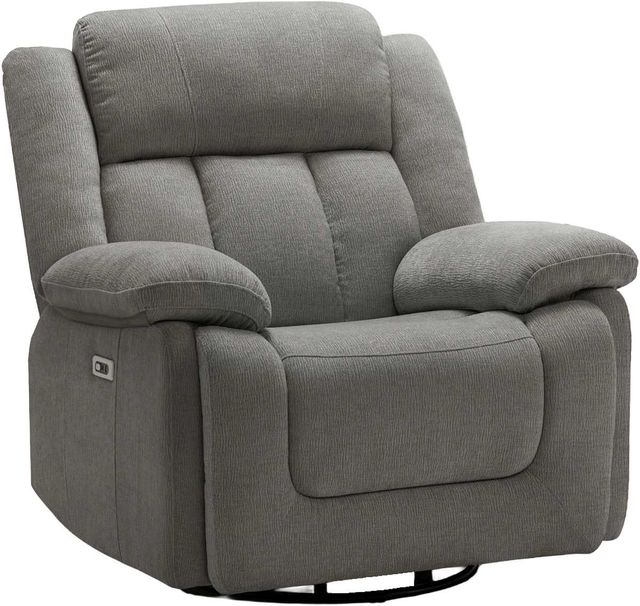 Monarch Specialties Inc. Light Grey Oversized Upholstered Power Swivel Glider Reclining Chair with USB Ports-0