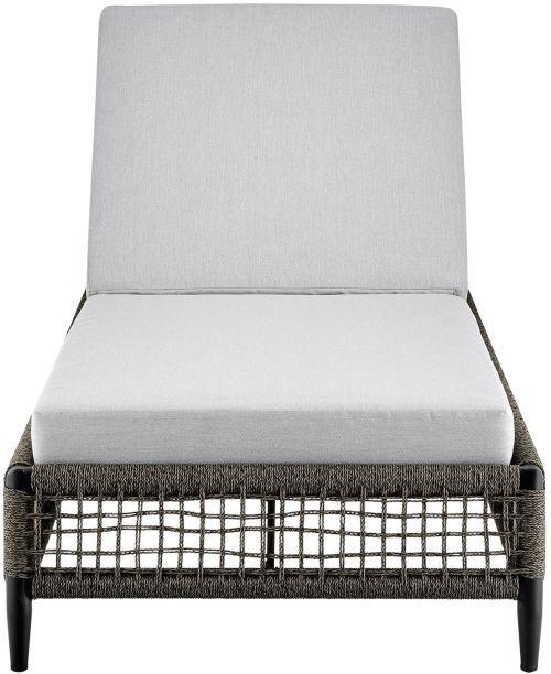 Armen Living Alegria Black/Gray Aluminum/Fabric/Rope Outdoor Chaise Lounge-3