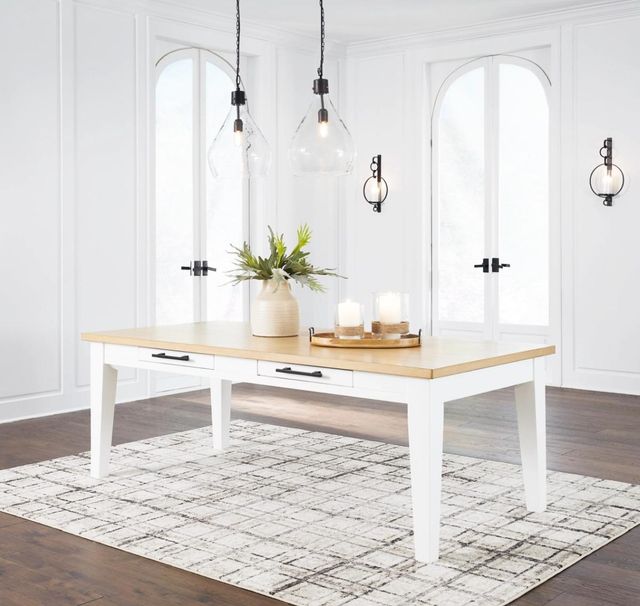 DAMAGED *** Signature Design by Ashley® Ashbryn White Dining Table with Natural Base-2