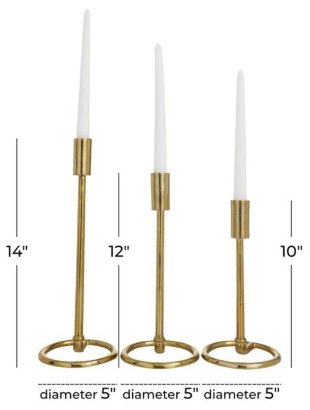 Deco Marche 3-Piece Gold Candle Holder Set-2