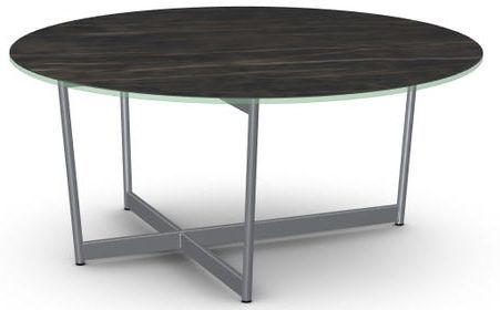 Amisco Customizable Jill Italian Porcelain Round Coffee Table with X-Shaped Metal Frame-0