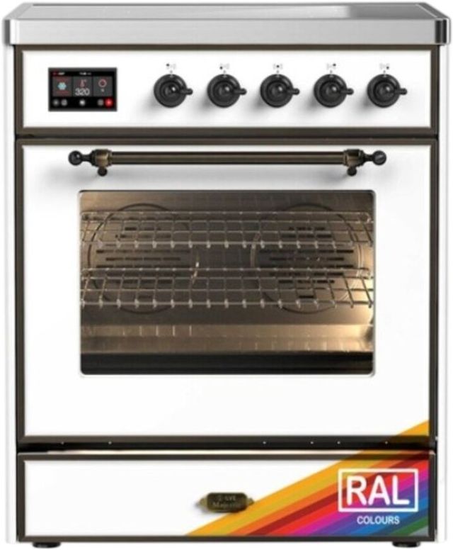 Ilve® Majestic III 30" Custom Pro Style Induction Range with Triple Glass Door and Burnished Trim-0