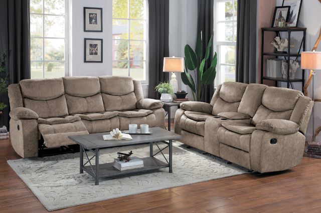 Homelegance® Bastrop Brown Manual Double Reclining Sofa-4
