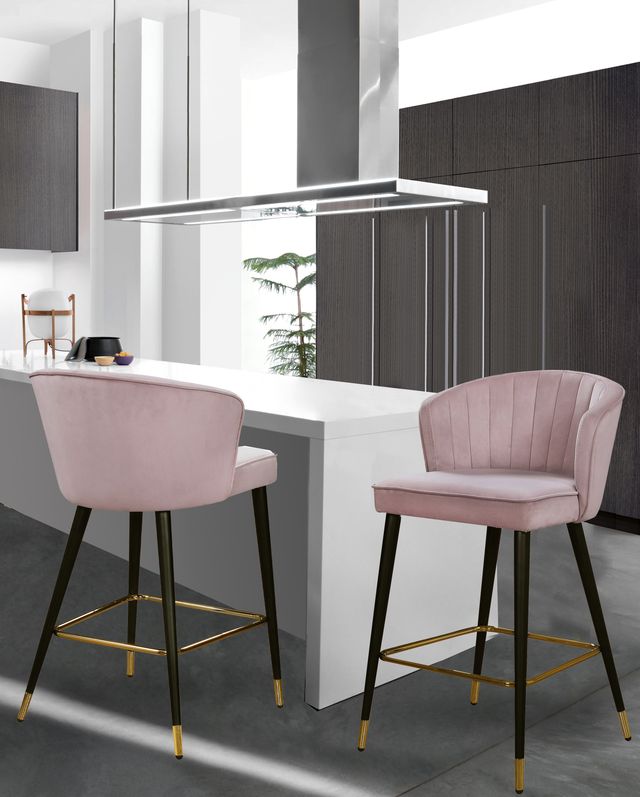 Meridian Furniture Cassie Pink Velvet Counter Stool-3
