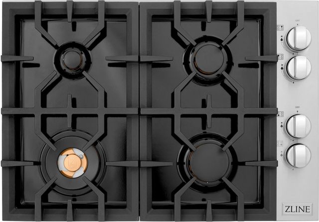 ZLINE 30" Black Porcelain Gas Cooktop with 4 Brass Burners-0