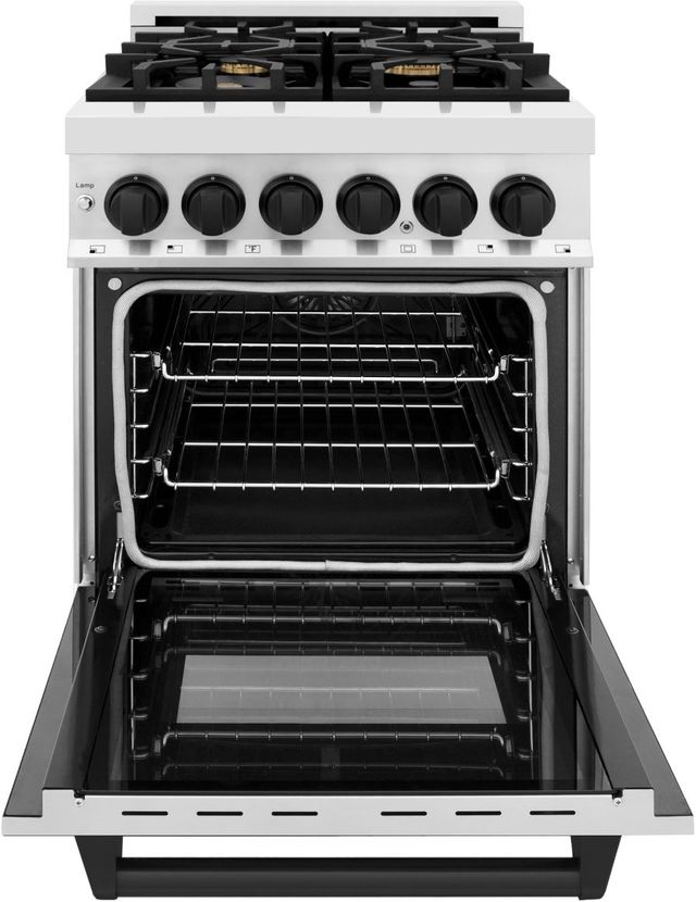 ZLINE Autograph Edition Legacy 24" Stainless Steel Pro Style Dual Fuel Range with Matte Black Accents-1