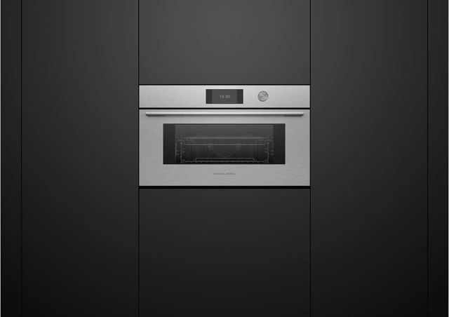Fisher & Paykel Series 7 Contemporary 30" Brushed Silver Glass Compact Convection Speed Oven-2