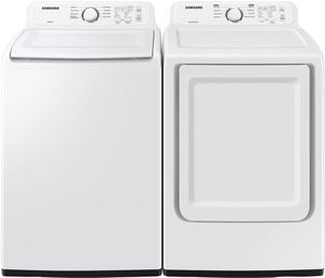 Front view of the Samsung White Laundry Pair