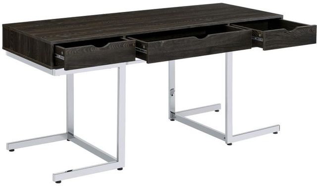 Coaster® Noorvik 3-Piece Chrome/Dark Oak Writing Desk Set-2
