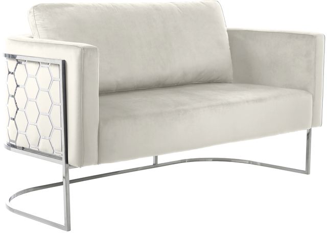 Meridian Furniture Casa Cream/Chrome Velvet Loveseat-0