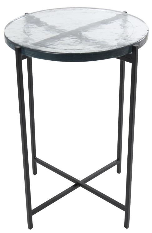 Deco Marche Clear Glass Top with Black Base Table-0