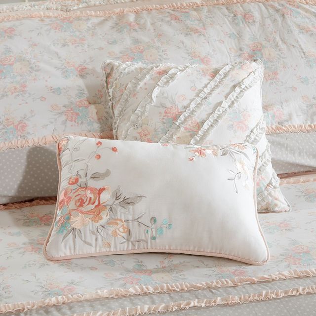 Olliix by Madison Park Coral Full Serendipity Cotton Percale Comforter Set-4