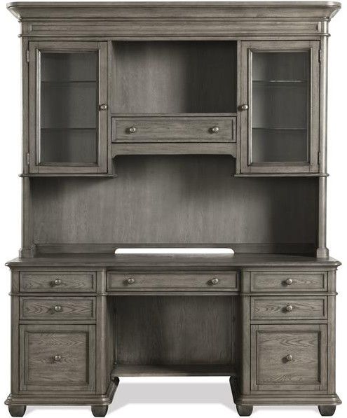 Riverside Furniture Sloane Gray Wash Credenza Desk and Hutch-1