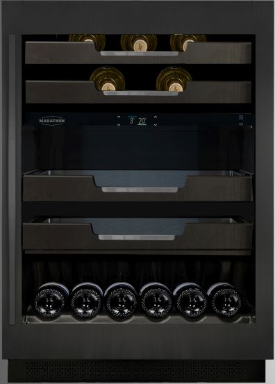 Marathon M4 Series 24” 5.3 Cu. Ft. Black Stainless Steel Built-In Dual Zone Wine Cooler-3