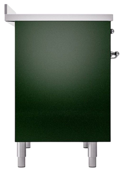 Ilve® Nostalgie II Noblesse 40'' Emerald Green Pro Style Induction Range with Brass Trim-1