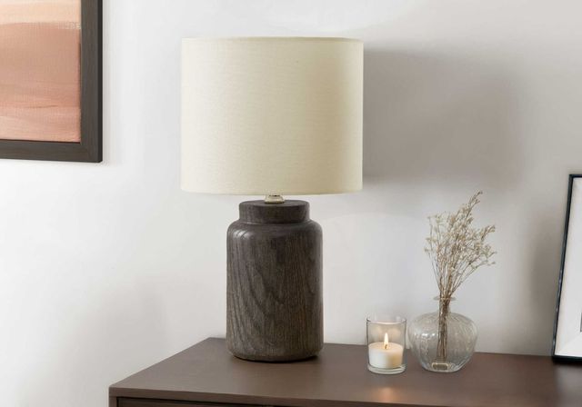 Monarch Specialties Inc. Brown Resin/Ivory Shade Table Lamp -2
