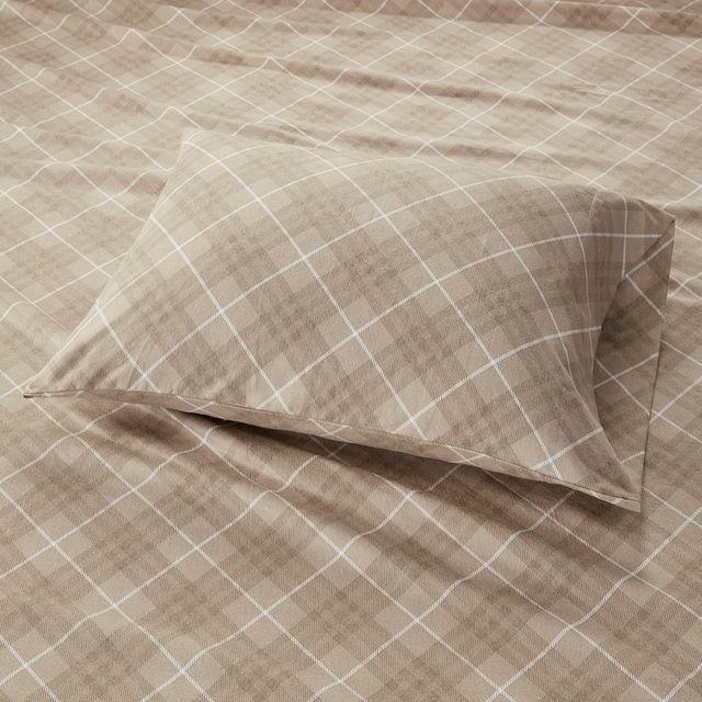 Olliix by True North by Sleep Philosophy Tan Plaid Full Cozy Flannel 100% Cotton Flannel Printed Sheet Set-2