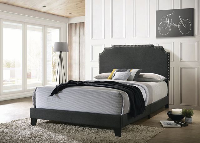 Coaster® Tamarac Upholstered Nailhead Grey Queen Bed-2