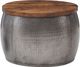 Powell® Dreyfus Brown Small Drum Table with Pewter Base-0