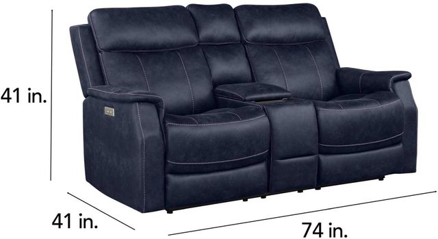 Steve Silver Co. Valencia Ocean Blue Dual-Power Reclining Loveseat with Console-3