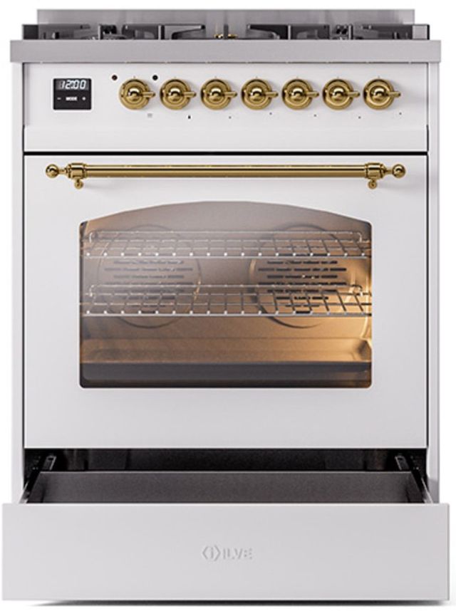 Ilve® Nostalgie II Series 30" White Pro Style Dual Fuel Range-2