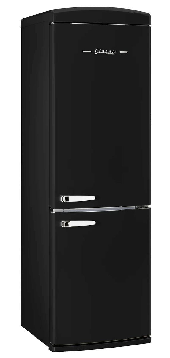 Unique® Appliances Classic Retro 24" 11.7 Cu. Ft. Matte Black Counter Depth Bottom Freezer Refrigerator-1