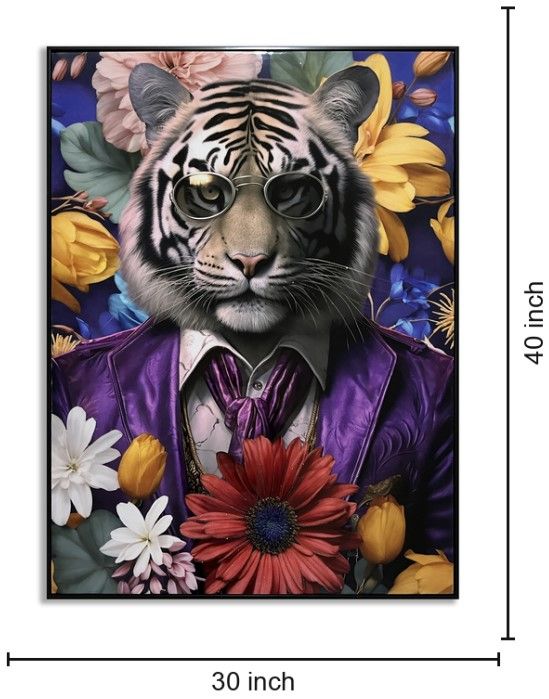 Classy Living Untamed Tiger in Purple Suit Wall Art-2