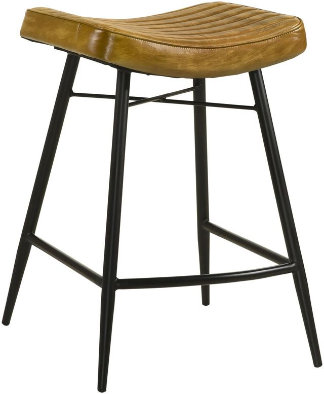 Coaster® Bayu 2-Piece Antique Camel/Black Upholstered Counter Stools-2
