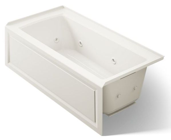 KOHLER® Archer® Biscuit 60" x 30" Heated Whirlpool Bath Right Drain-0