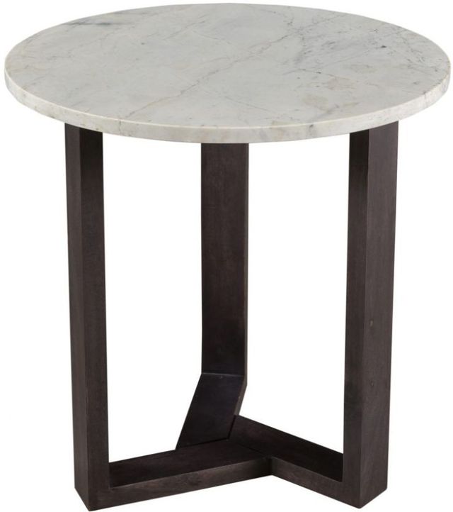 Moe's Home Collection Jinxx Marble Grey Side Table with Charcoal Base-1
