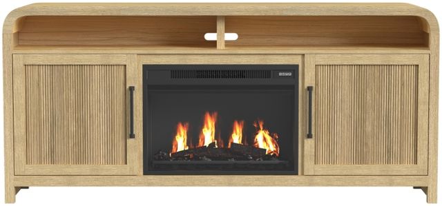 Elements International Ridgemont Natural 70" TV Console with Fireplace Insert-2