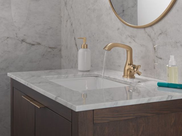 Delta Stryke® Lumicoat® Champagne Bronze Single Handle Bathroom Faucet-1