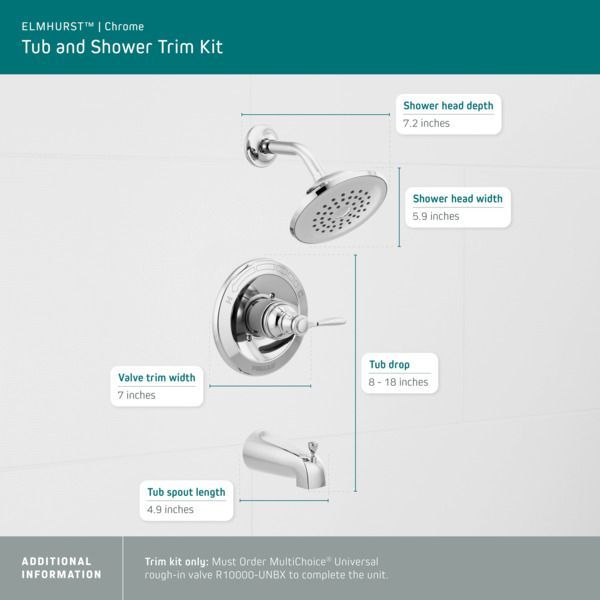 Peerless  Elmhurst® Chrome Tub Shower Trim Kit-3