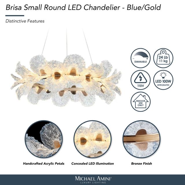 Michael Amini® Brisa Blue/Gold Round LED Chandelier-3