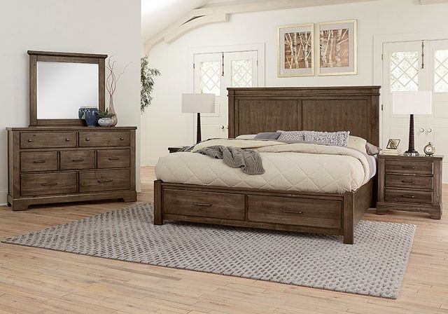 Artisan & Post by Vaughan-Bassett Cool Rustic Mink Queen Storage Panel Mansion Bed-1