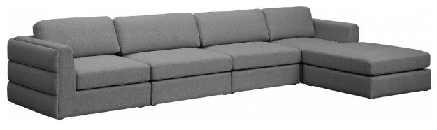 Meridian Furniture Beckham 5-Piece Grey Linen Polyester Modular Sectional-0