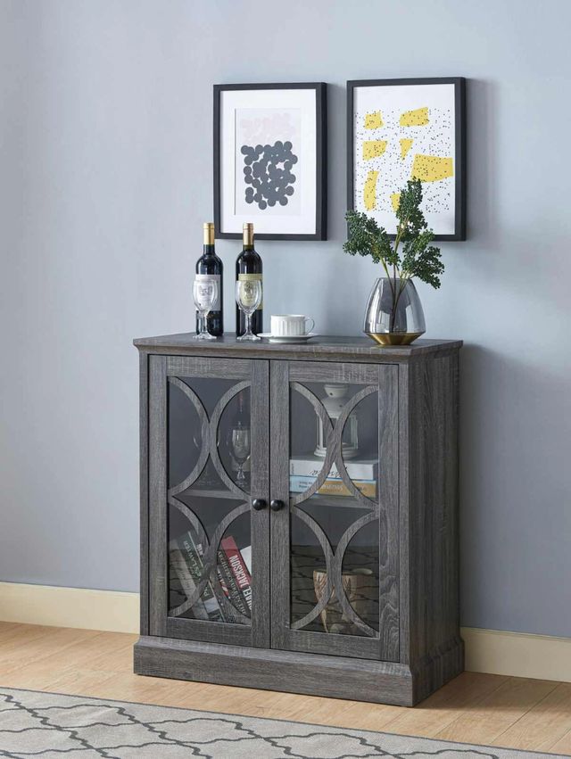 Brassex Inc. Grey Storage Cabinet with Glass Doors-1